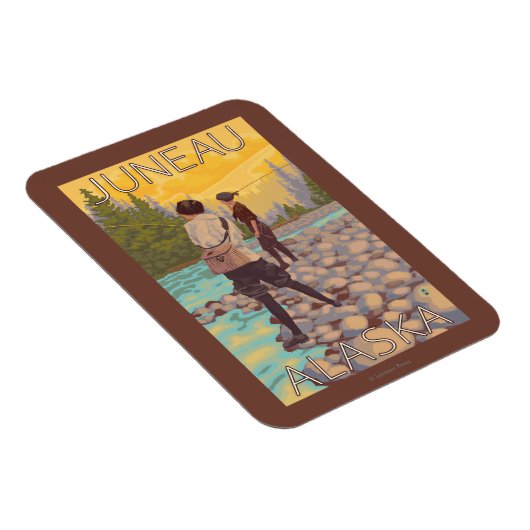 Frauen Fischen - Juneau, Alaska Magnet (Rechte Seite)