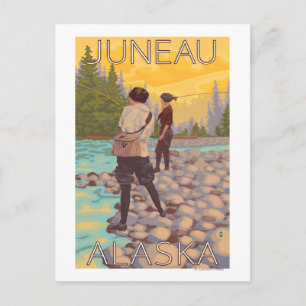 Frauen Fischen - Juneau, Alaska Postkarte