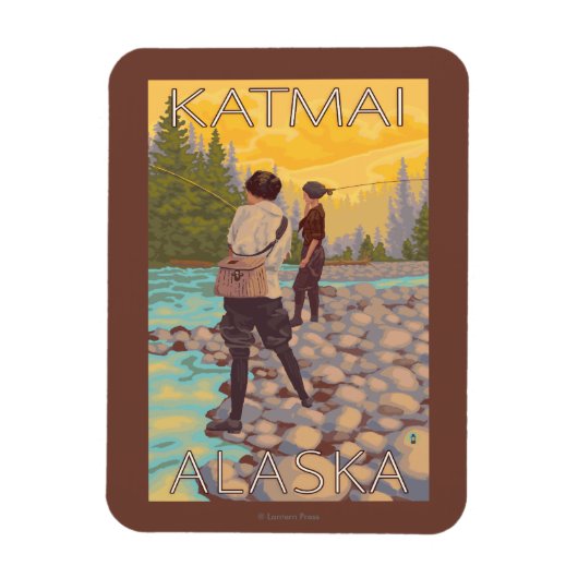 Frauen Fischen - Katmai, Alaska Magnet (Vertikal)