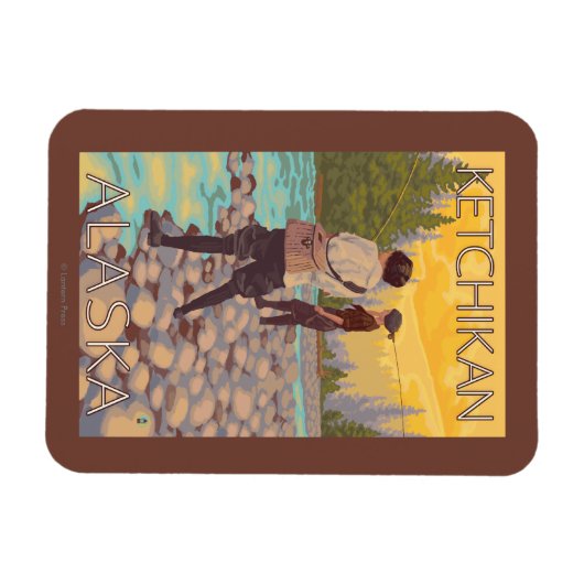 Frauen Fischen - Ketchikan, Alaska Magnet (Horizontal)