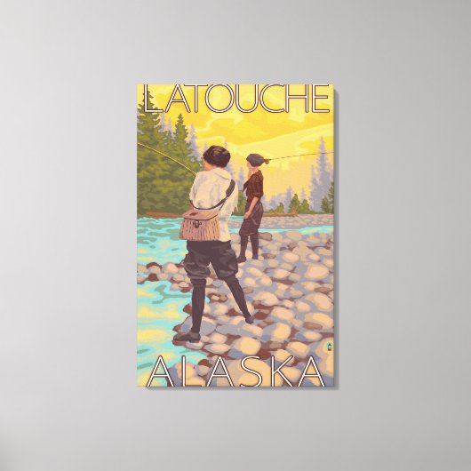 Frauen Fischen - Latouche, Alaska Leinwanddruck (Vorderseite)
