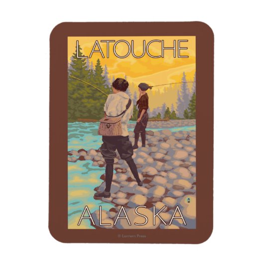 Frauen Fischen - Latouche, Alaska Magnet (Vertikal)