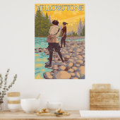 Frauen Fischen - Yellowstone-Nationalpark Poster (Küche)