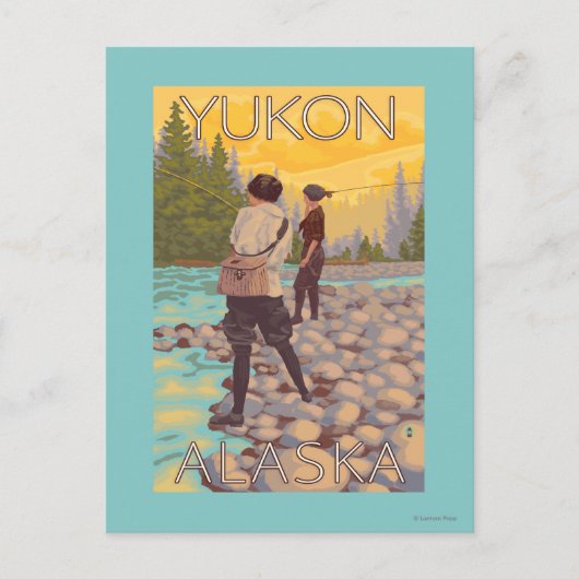 Frauen Fischen - Yukon, Alaska Postkarte (Vorderseite)
