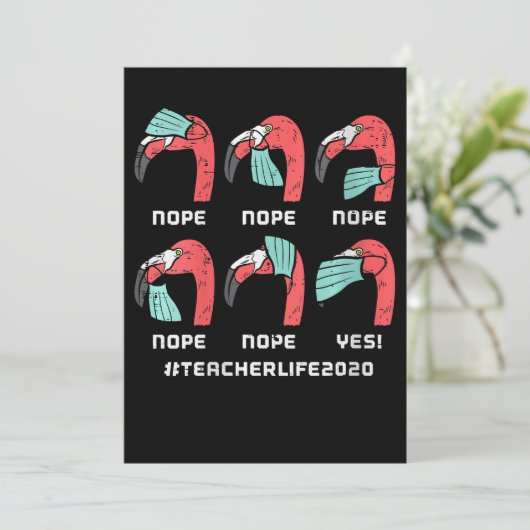 Frauen Flamingo Gesicht Maske Teacher Life 2020 So Dankeskarte (Stehend Vorderseite)