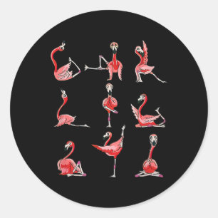 Frauen Flamingo Machen Yoga Pose Meditation Männer Runder Aufkleber