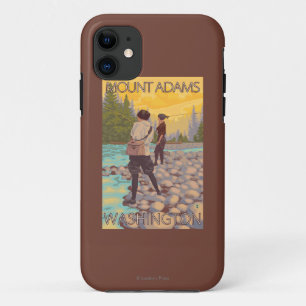 Frauen fliegen Fischen - Berg Adams, Washington Case-Mate iPhone Hülle