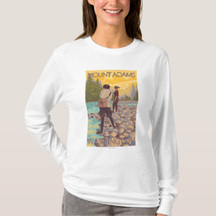Frauen fliegen Fischen - Berg Adams, Washington T-Shirt