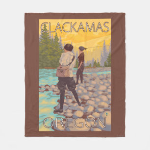 Frauen fliegen Fischen - Clackamas, Oregon Fleecedecke