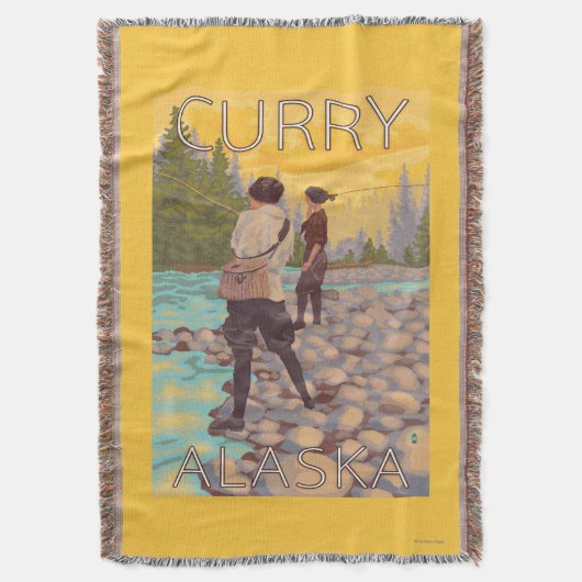 Frauen fliegen Fischen - Curry, Alaska Decke (Vorderseite Vertikal)