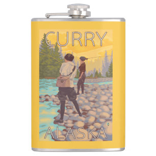 Frauen fliegen Fischen - Curry, Alaska Flachmann