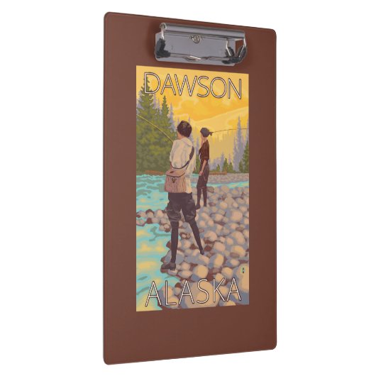 Frauen fliegen Fischen - Dawson, Alaska Klemmbrett (Rechts)