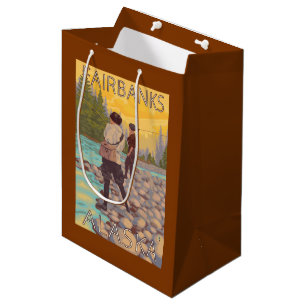 Frauen fliegen Fischen - Fairbanks, Alaska Mittlere Geschenktüte