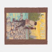 Frauen fliegen Fischen - Glacier Nationalpark, Fleecedecke (Vorderseite (Horizontal))