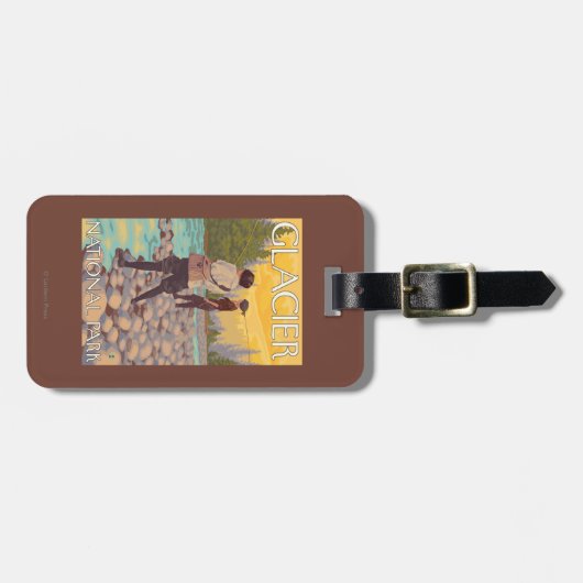 Frauen fliegen Fischen - Glacier Nationalpark, Gepäckanhänger (Vorderseite horizontal)