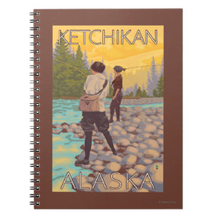 Frauen fliegen Fischen - Ketchikan, Alaska Notizblock