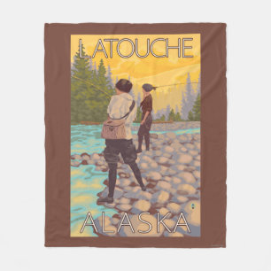 Frauen fliegen Fischen - Latouche, Alaska Fleecedecke