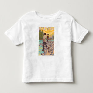 Frauen fliegen Fischen - Montana Kleinkind T-shirt