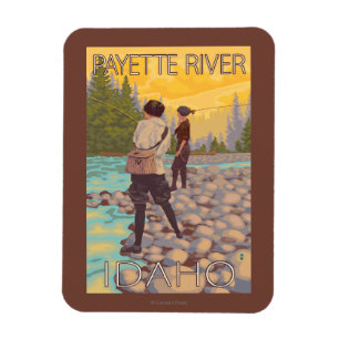 Frauen fliegen Fischen - Payette Fluss, Idaho Magnet