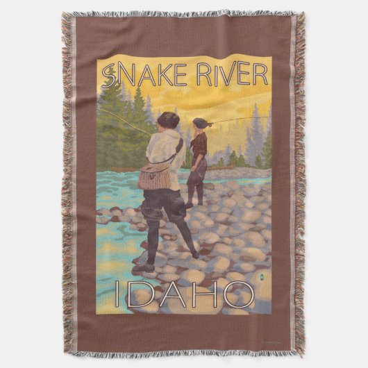 Frauen fliegen Fischen - Snake River, Idaho Decke (Vorderseite Vertikal)