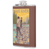 Frauen fliegen Fischen - Snake River, Idaho Flachmann (Links)