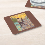 Frauen fliegen Fischen - Troutdale, Oregon Rechteckiger Pappuntersetzer (angewinkelt)