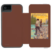 Frauen fliegen Fischen - Wrangell, Alaska Incipio iPhone Geldbeutel-Hülle (Folio Geöffnet)