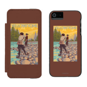 Frauen fliegen Fischen - Yellowstone Nationalpark Incipio Watson™ iPhone 5 Geldbörsen Hülle