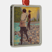 Frauen fliegen Fischen - Yellowstone Nationalpark Silbernes Ornament (Rechts)