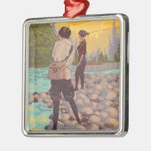 Frauen fliegen Fischen - Yellowstone Nationalpark Silbernes Ornament (Links)
