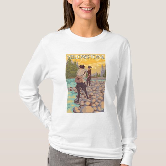Frauen fliegen Fischen - Yellowstone Nationalpark T-Shirt (Vorderseite)