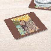 Frauen fliegen FishingIdahoVintage Reise-Plakat Rechteckiger Pappuntersetzer (angewinkelt)