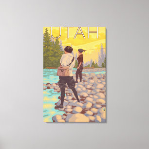 Frauen fliegen FishingUtah Leinwanddruck