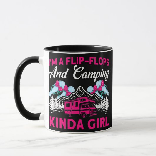 Frauen Flip Flops und Camping Kinda Girl Caravan Tasse (Links)