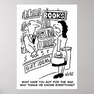Frauen fragen bei einem Buchladen. Bookstore lusti Poster