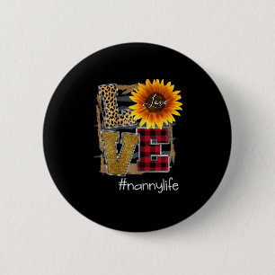 Frauen Frauen Liebe Nannylife Sonnenblume Leopard  Button