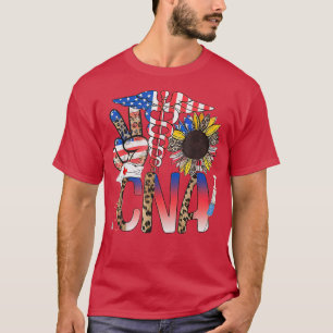 Frauen Frieden Liebe CNA 4. Juli Sonnenblumen Leop T-Shirt
