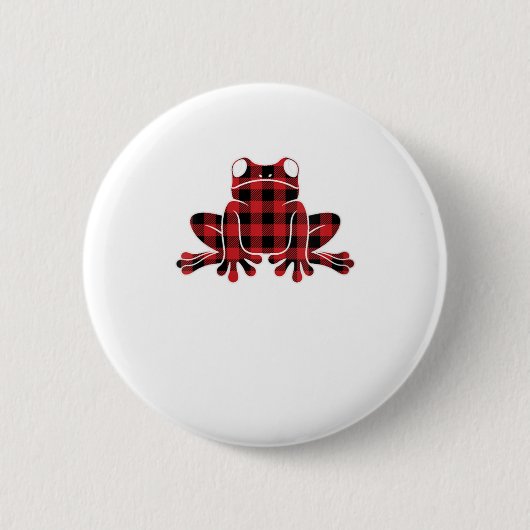 Frauen Frog Red Buffalo Kariert Weihnachten Button (Vorderseite)