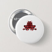 Frauen Frog Red Buffalo Kariert Weihnachten Button (Vorne & Hinten)