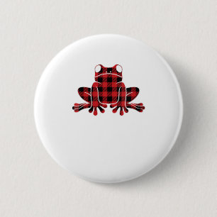 Frauen Frog Red Buffalo Kariert Weihnachten Button