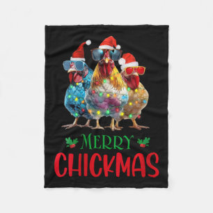 Frauen frohe Chickmas Ornament Lights Hühnerfarm Fleecedecke