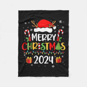 Frauen frohe Weihnachten 2024 Weihnachtsmannmütze  Fleecedecke