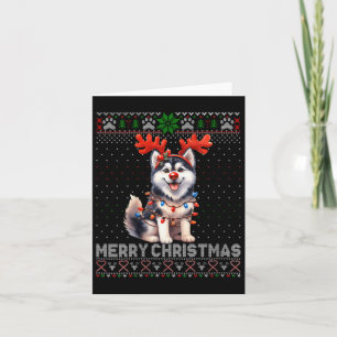 Frauen frohe Weihnachten Alaskan Malamute Dog Love Karte