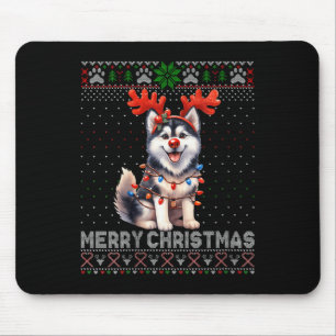 Frauen frohe Weihnachten Alaskan Malamute Dog Love Mousepad
