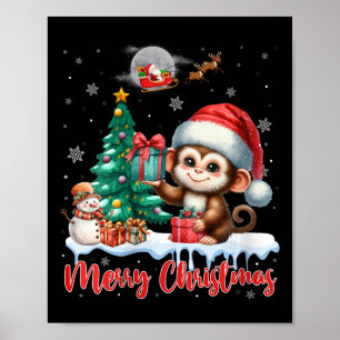 Frauen Frohe Weihnachten Niedlichen Affen Weihnach Poster
