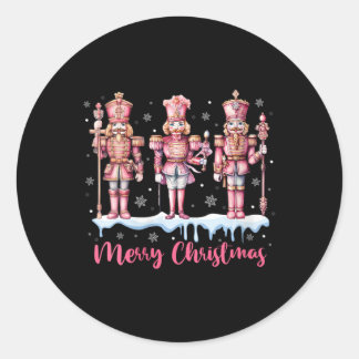 Frauen frohe Weihnachten Pink Nutcracker Squad Xma Runder Aufkleber
