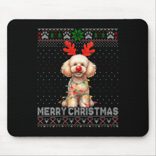 Frauen frohe Weihnachts Poodle Dog Lover Ugly Xmas Mousepad