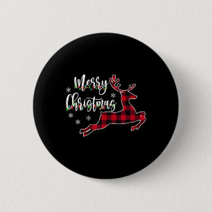 Frauen Frohe Weihnachts Reindeer Buffalo Kariert R Button