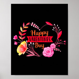 Frauen Frohen Valentinstag Süße Florale Herz V-Aus Poster
