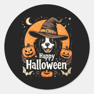 Frauen Frohes Halloween Hund Runder Aufkleber